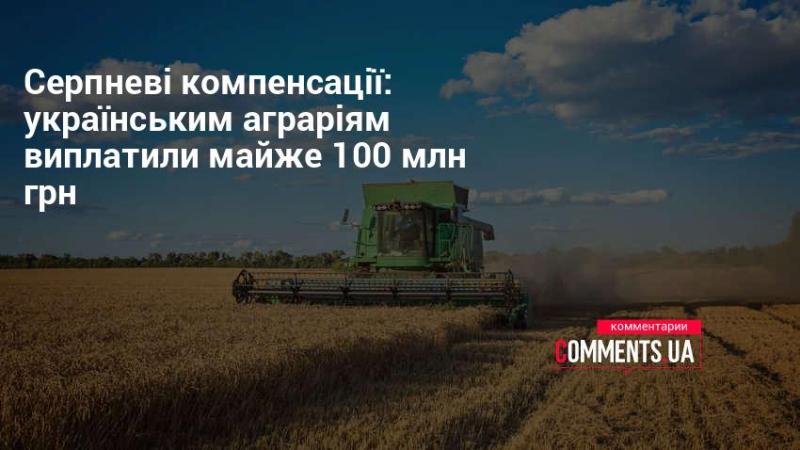 Серпневі виплати: аграрії України отримали близько 100 мільйонів гривень компенсацій.